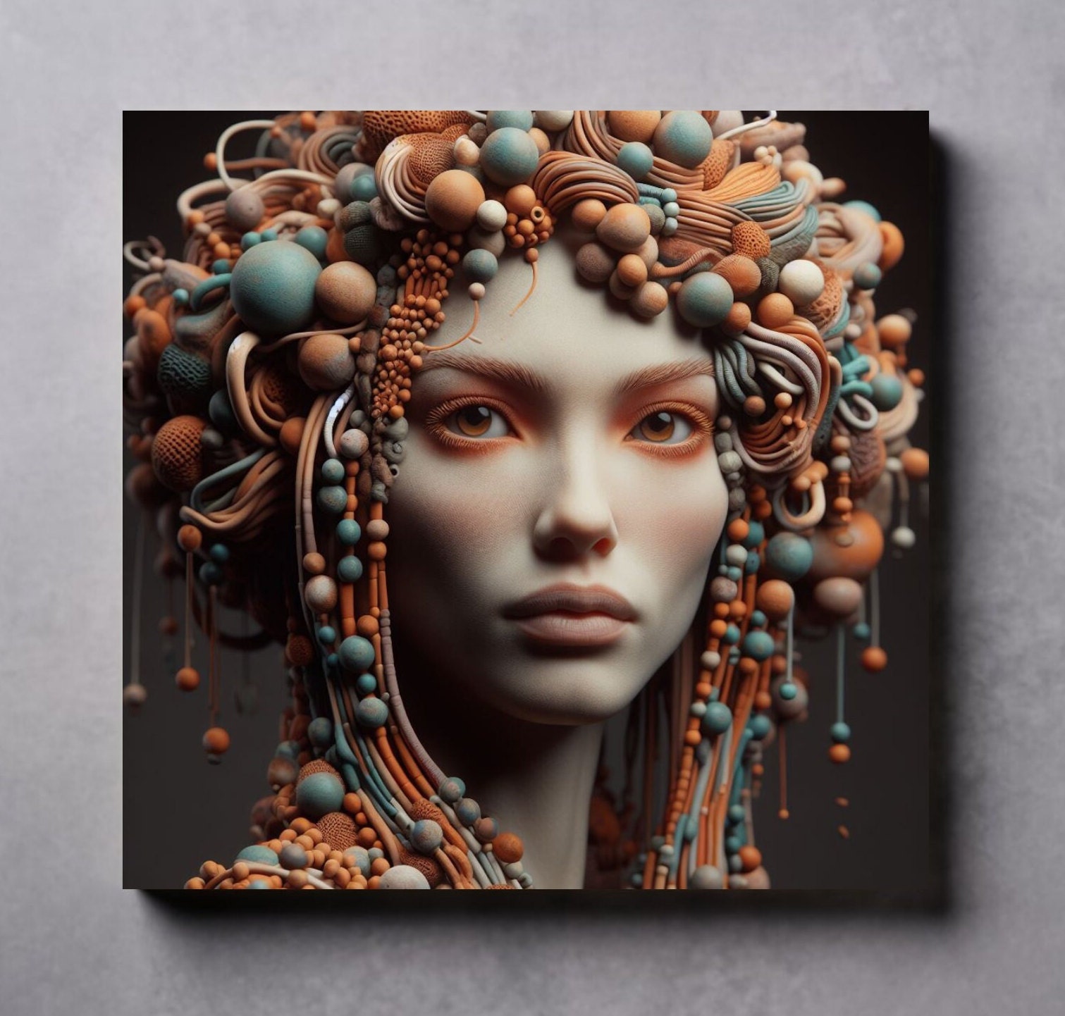 Asian Wall Art Female Portrait Canvas Print Incredible Unique Abstract ...