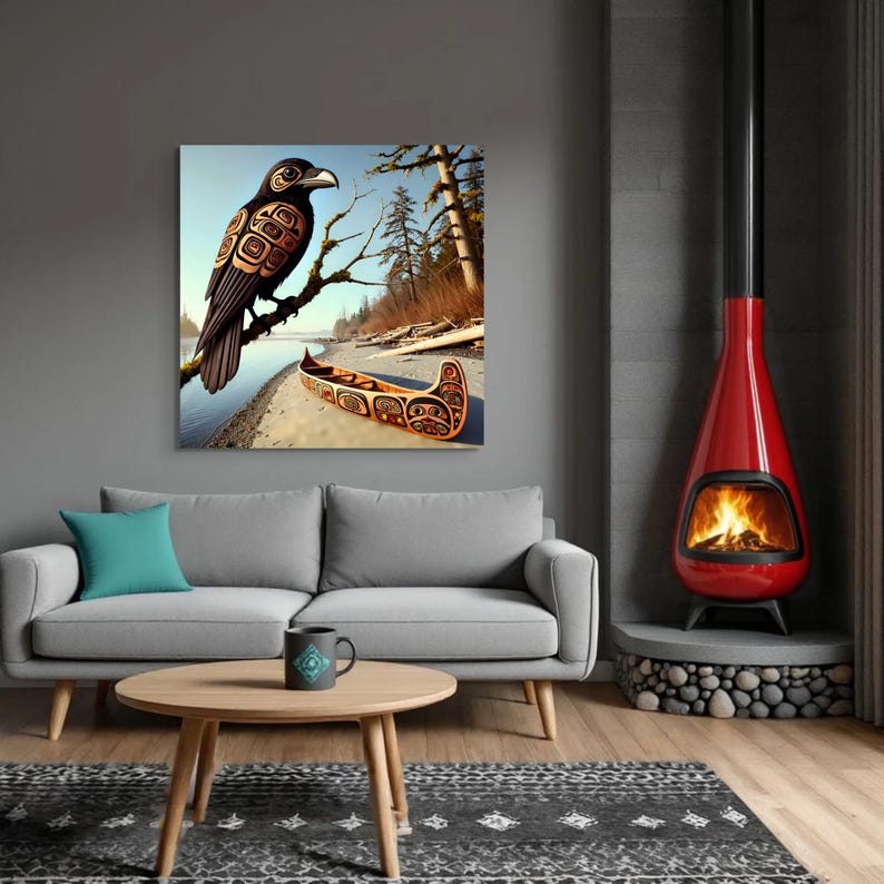 Raven Wall Art Haida Coast Salish Inspired Pacific Northwest Tribal ...