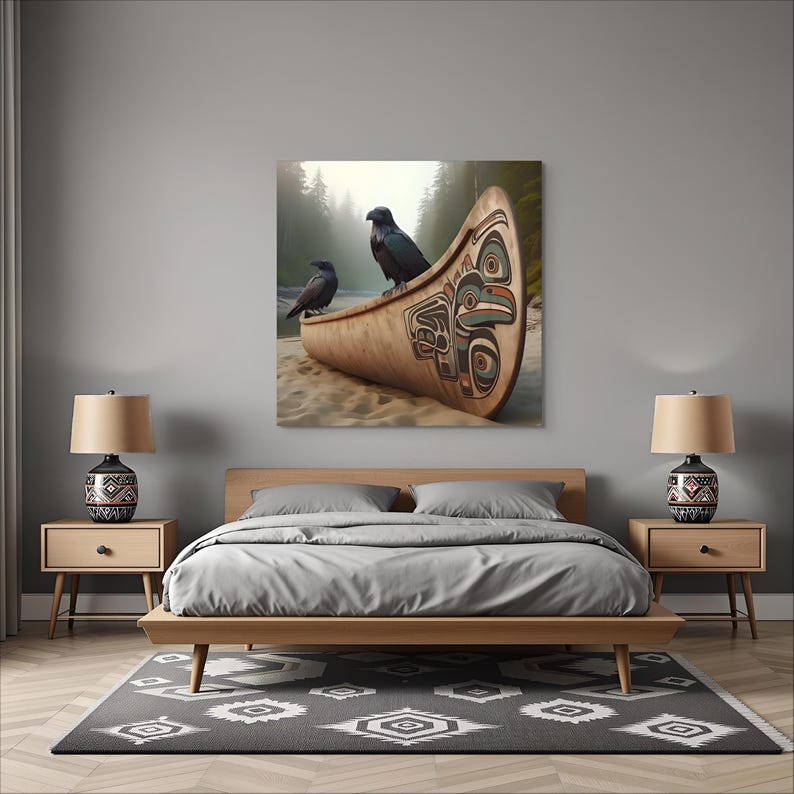 Raven Wall Art Haida Coast Salish Inspired Pacific Northwest Tribal ...