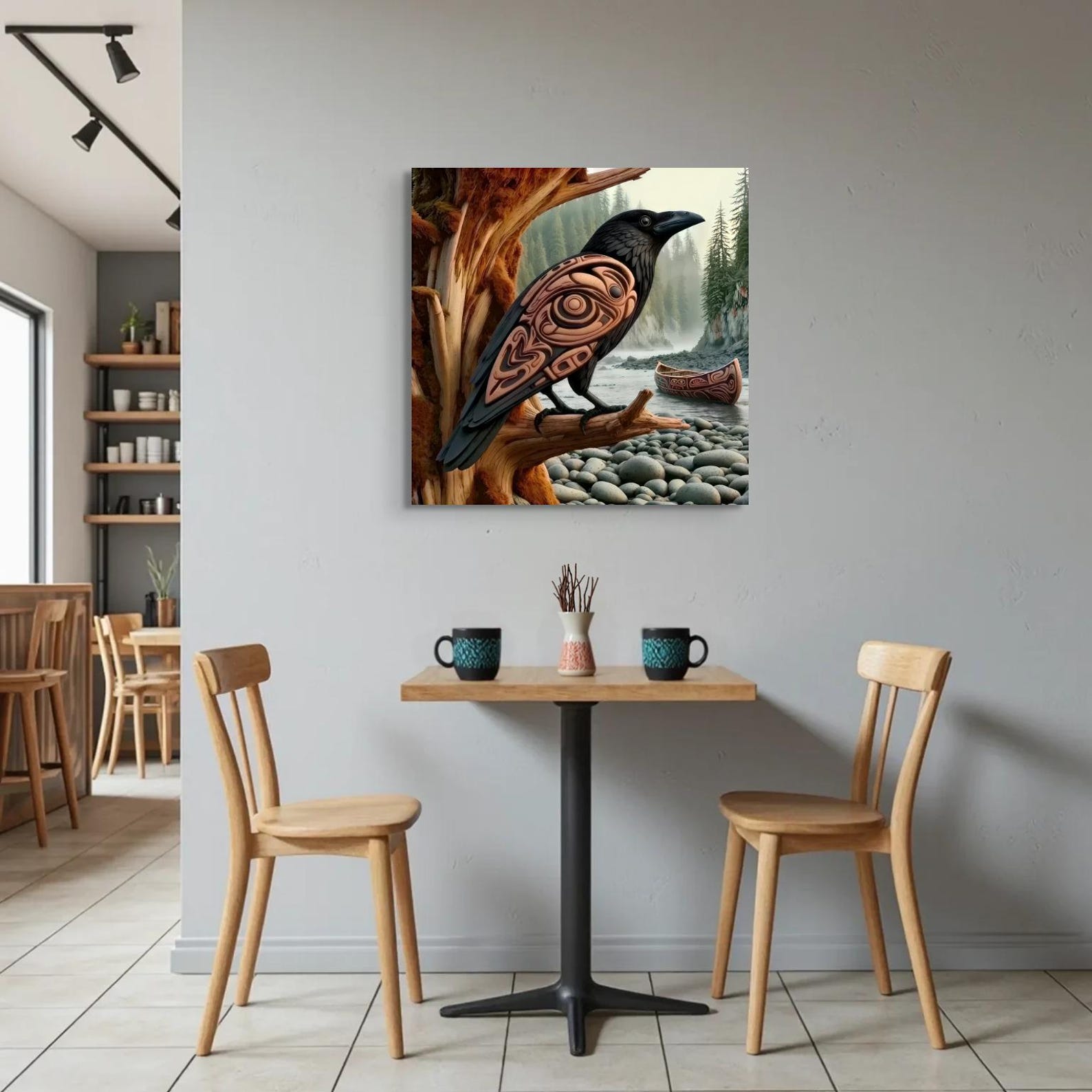 Haida First Nation Black Raven Wall Art Unique Abstract Raven Pacific ...