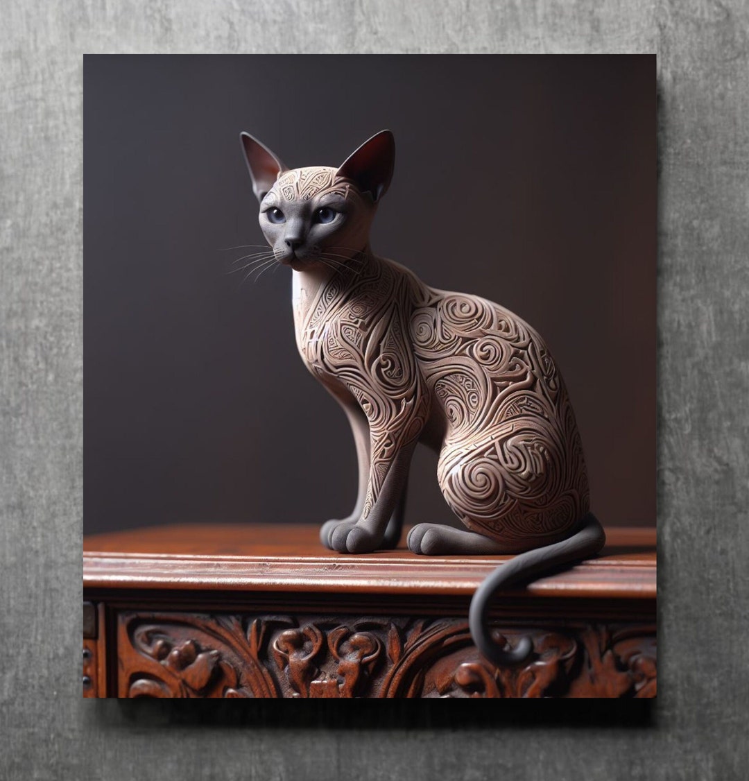 Siamese Cat Wall Art Siamese Cat Lover Gift Canvas Cat Print Animal Art Print Cat Lady Gift