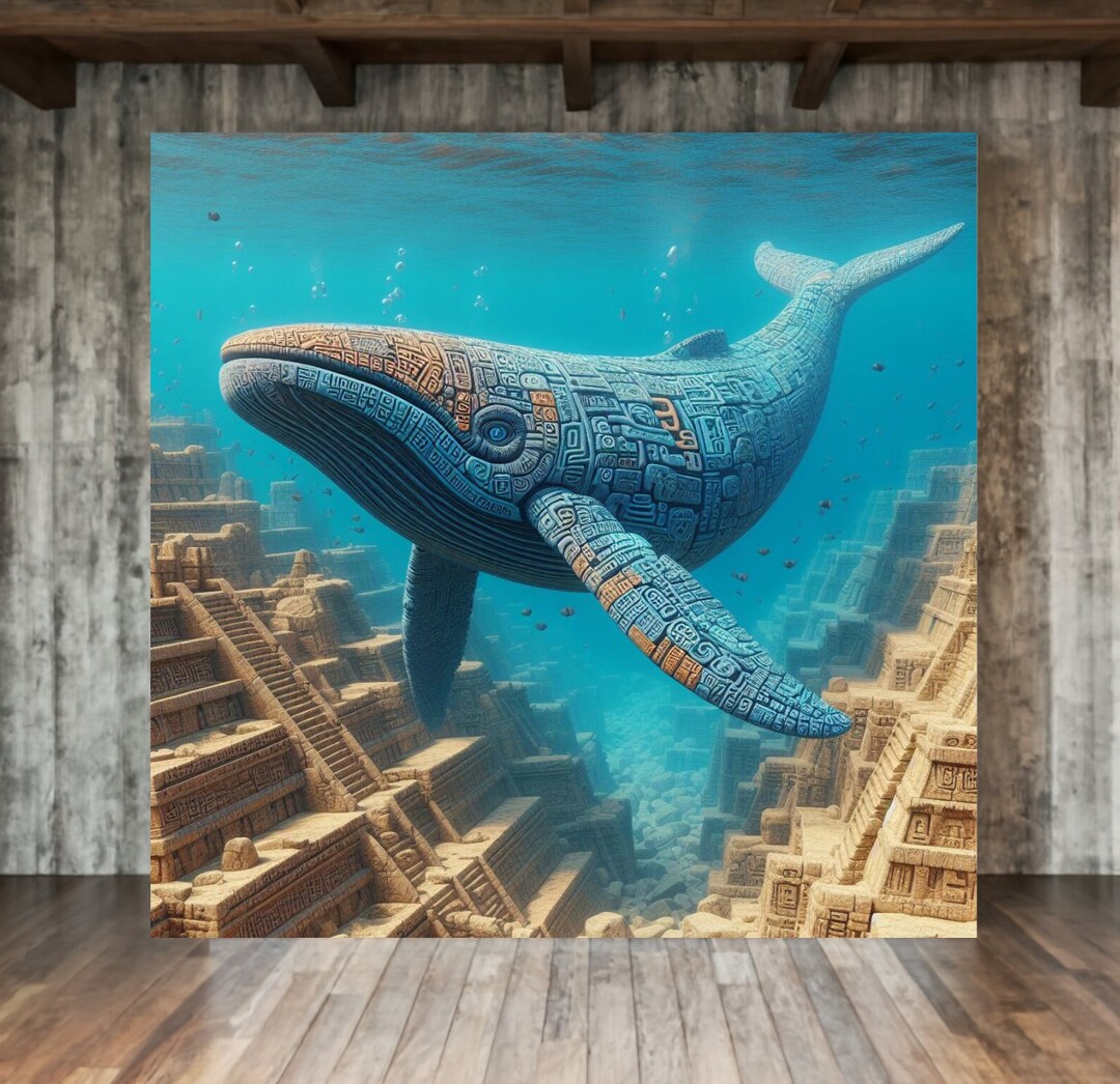 Blue Whale Wall Art Cottagecore Muted Colors Whale Lover Gift Abstract