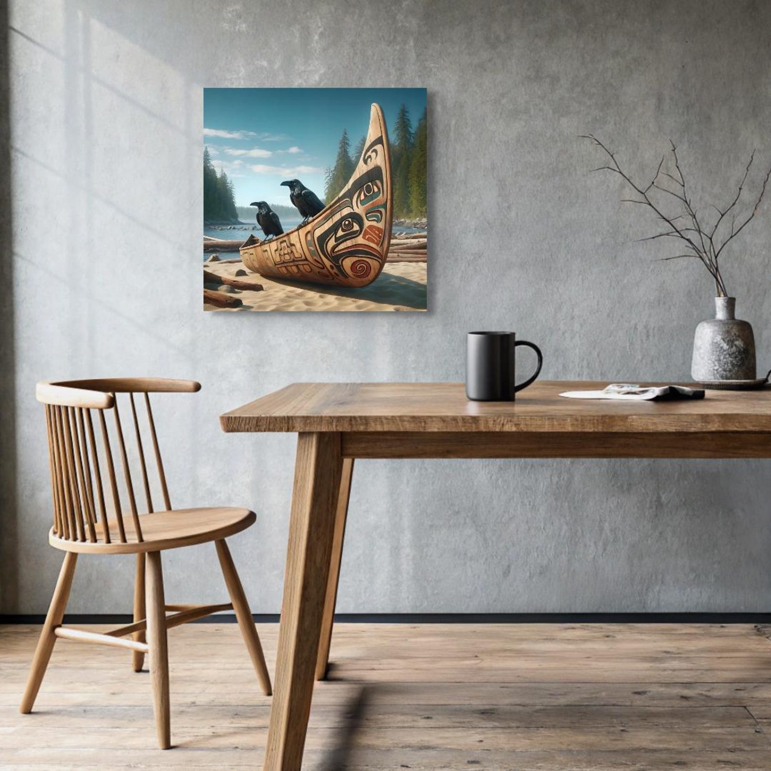 Haida First Nations Black Raven Wall Art Raven Coast Salish Pacific ...