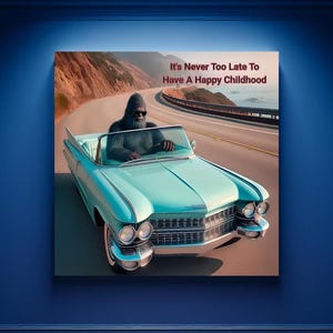 Bigfoot Cadillac Wall Art Sasquatch Has A Happy Childhood On The Pacific Coast Highway Gift Shop Man Cave Office Decor Inspirational Quote