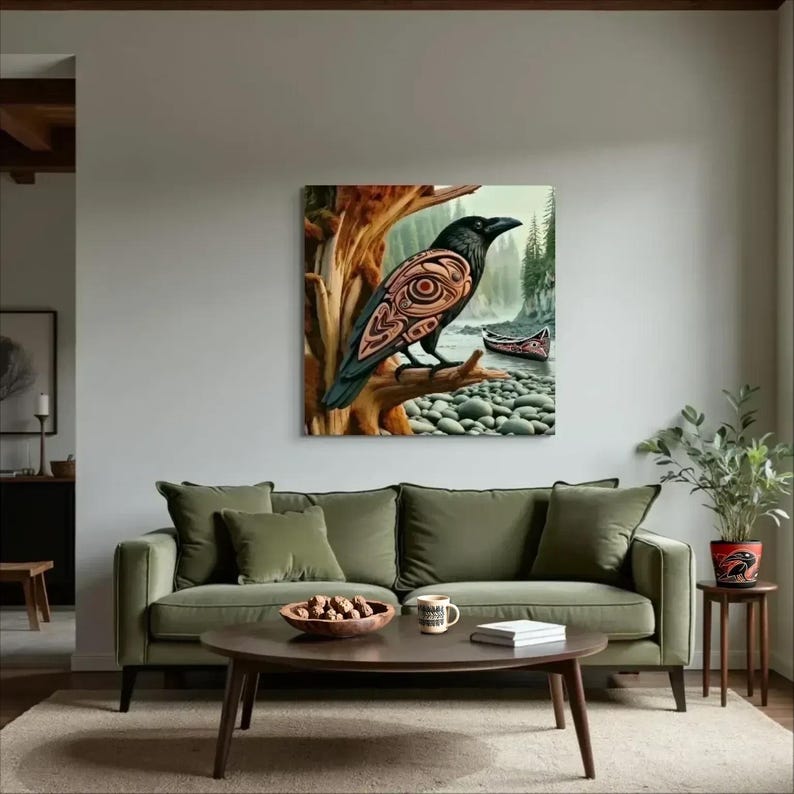 Haida First Nations Black Raven Wall Art Unique Abstract Raven Pacific ...