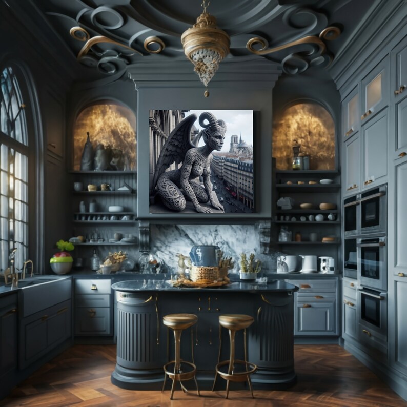 Gargoyle Female Goth Wall Art Dark Academia Gothic Victorian Decor ...