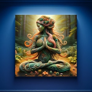 Gaia Mother Nature Wall Art Muted Colors Gift For Her Abstract Gaia Yoga Studio Crystal Gift Shop New Age Decor Unique Polymer Clay Effect