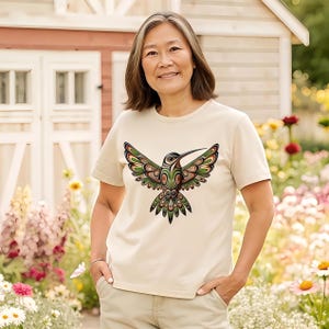 Hummingbird T-Shirt First Nations PNW Gift Haida Tlingit Salish Pacific Northwest PNW Indigenous Unisex Comfort Colors 1717 T-Shirt Crew