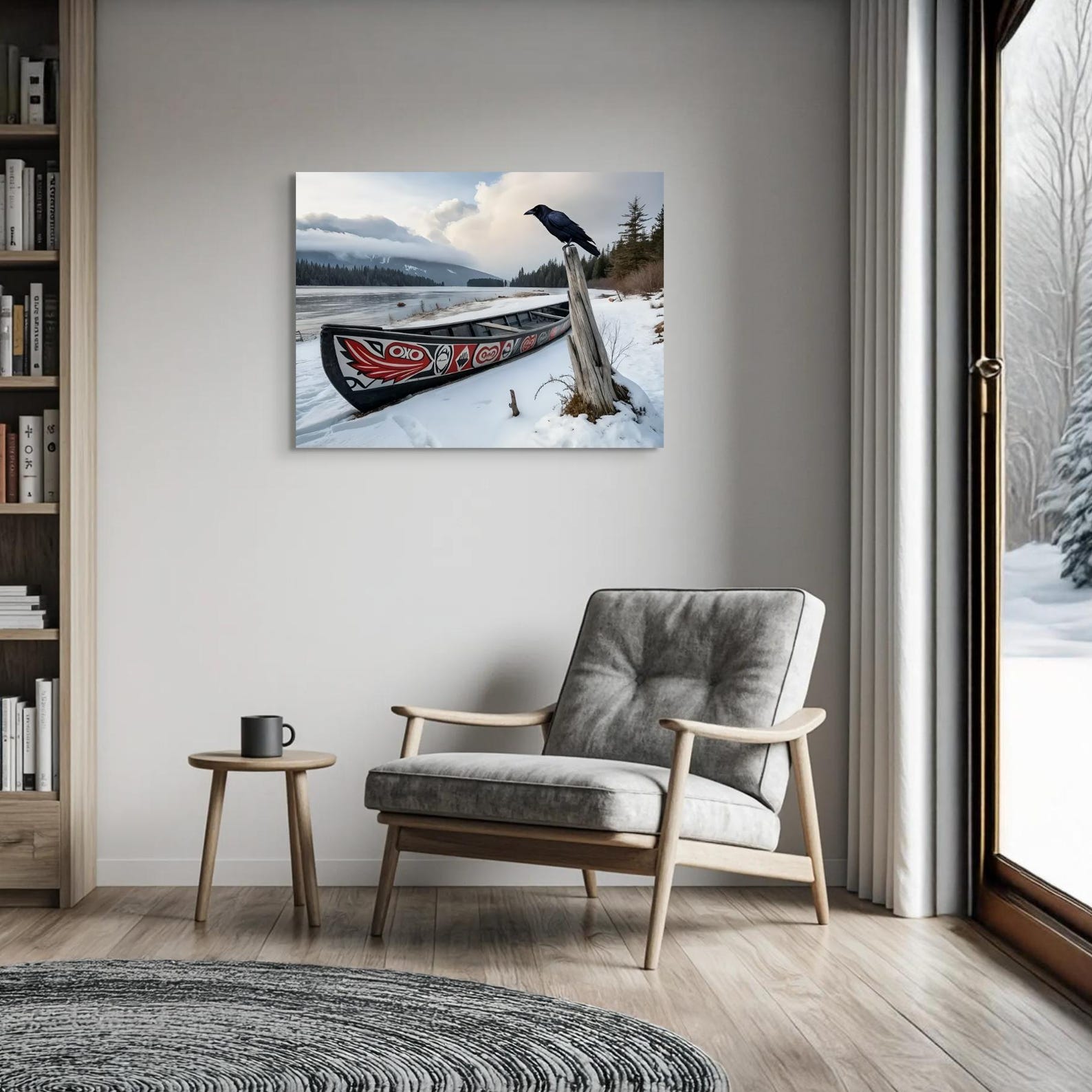 Raven Canvas Wall Art Unique Abstract Raven Pacific Northwest Tribal ...