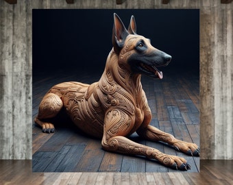 Belgian Malinois Cottagecore Wall Art Canvas Belgian Lover Gift Abstract Dog Wall Decor Office Wall Decor Dog Lover Gift Kid's Room Decor