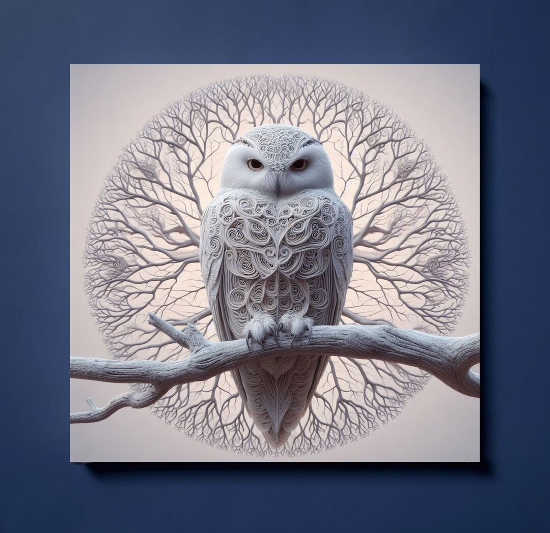 Owl Wall Art White Snowy Owl Art Owl Lover Gift Canvas Print Animal Art ...