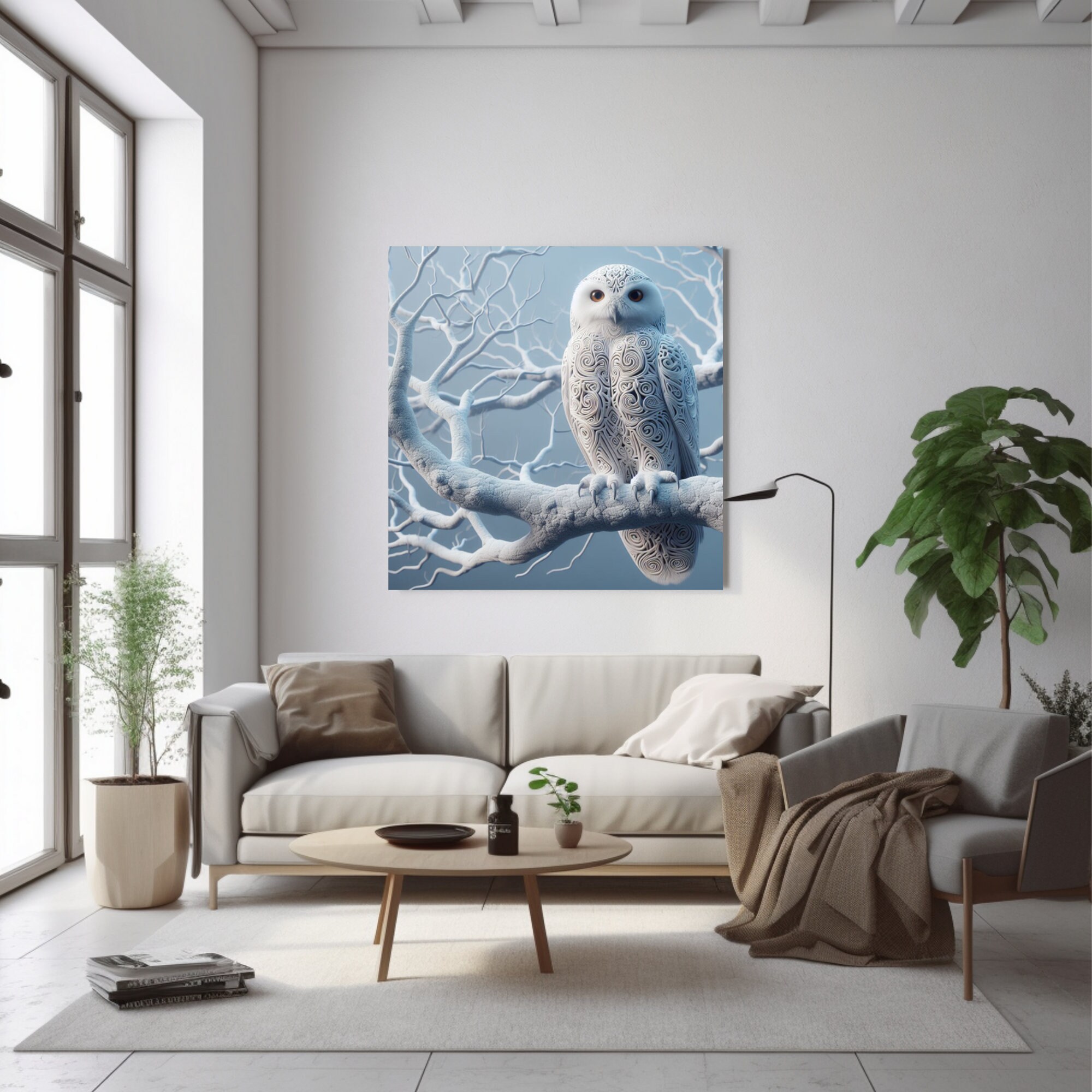 Owl Wall Art White Snowy Owl Art Owl Lover Gift Canvas Print Animal Art ...