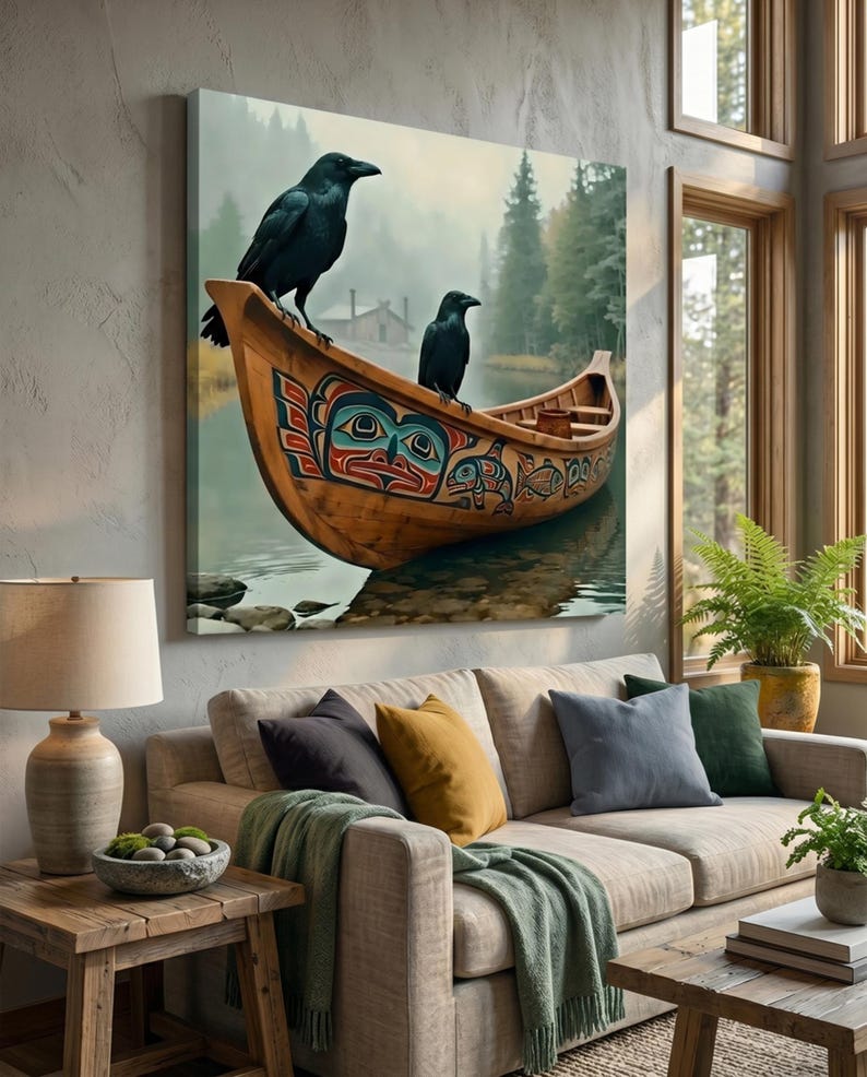 Haida Inspired Black Raven Wall Art Raven Coast Salish Pacific ...