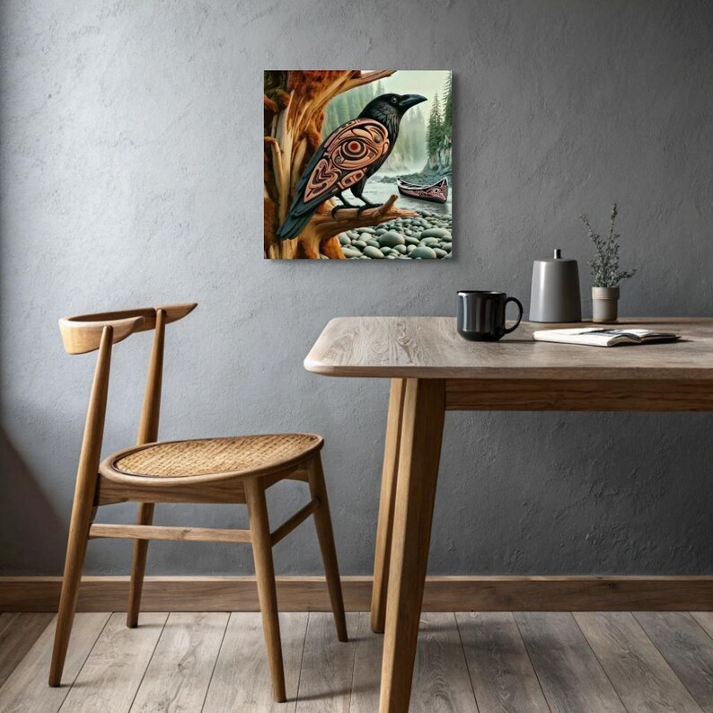 Haida First Nations Black Raven Wall Art Unique Abstract Raven Pacific ...