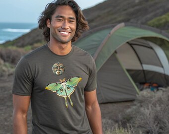 Luna Moth T-Shirt First Nations Haida Inspired Pacific Coast Salish PNW Native Tribal Aesthetic Moon Comfort Colors 1717 Unisex Crew Neck