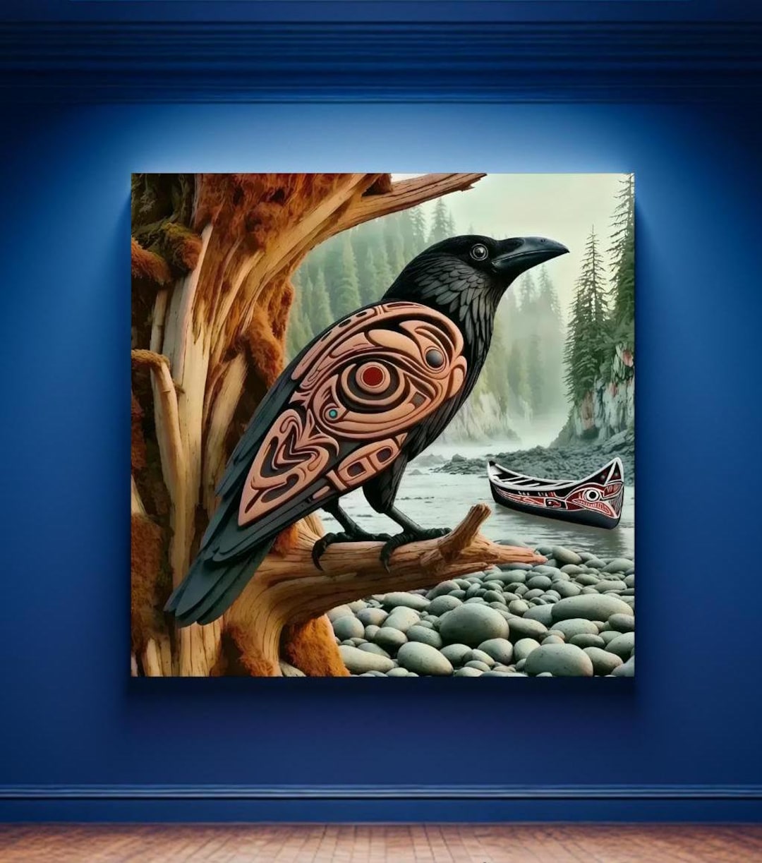 Haida First Nations Black Raven Wall Art Unique Abstract Raven Pacific ...