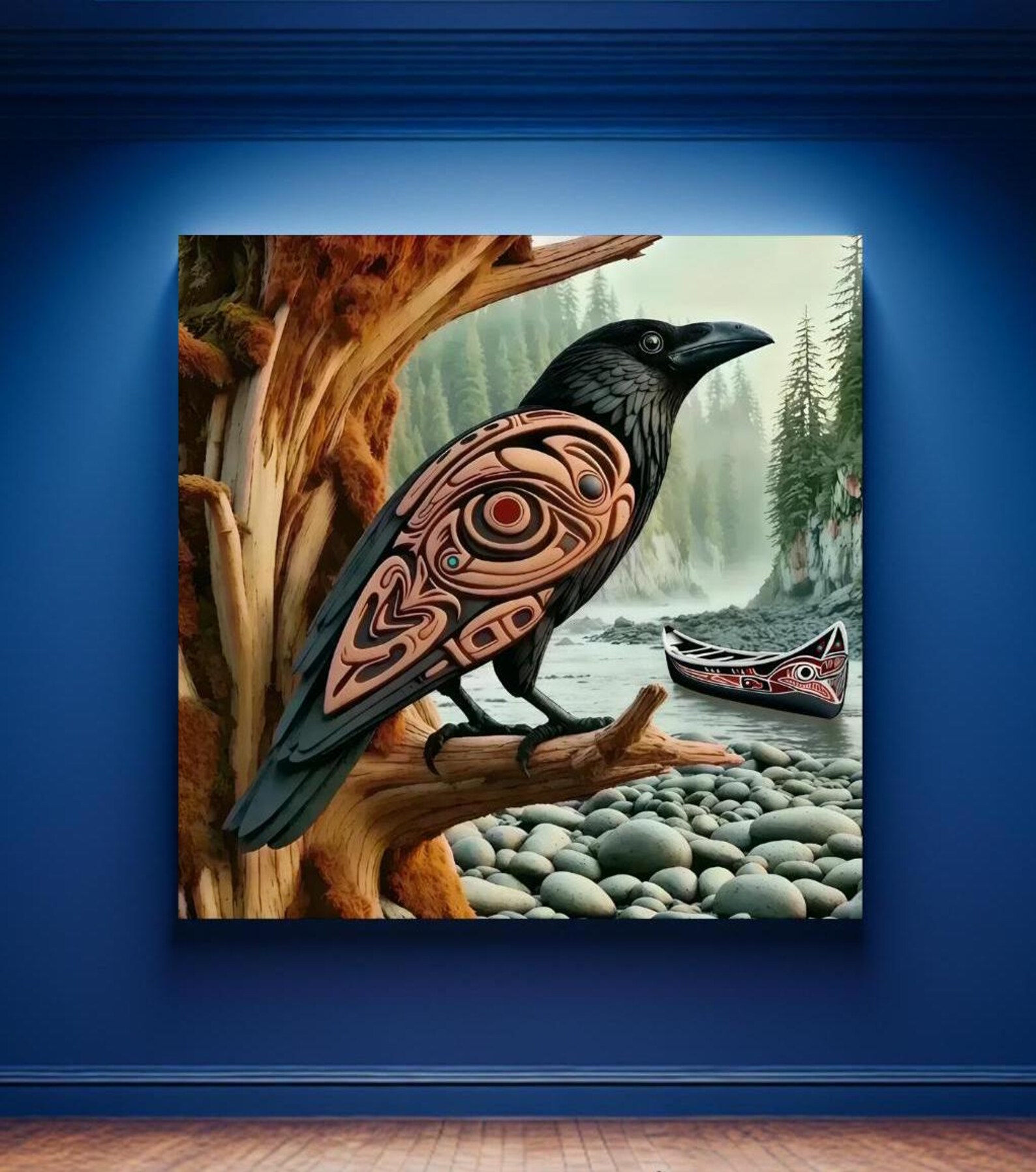 Haida First Nations Black Raven Wall Art Unique Abstract Raven Pacific ...