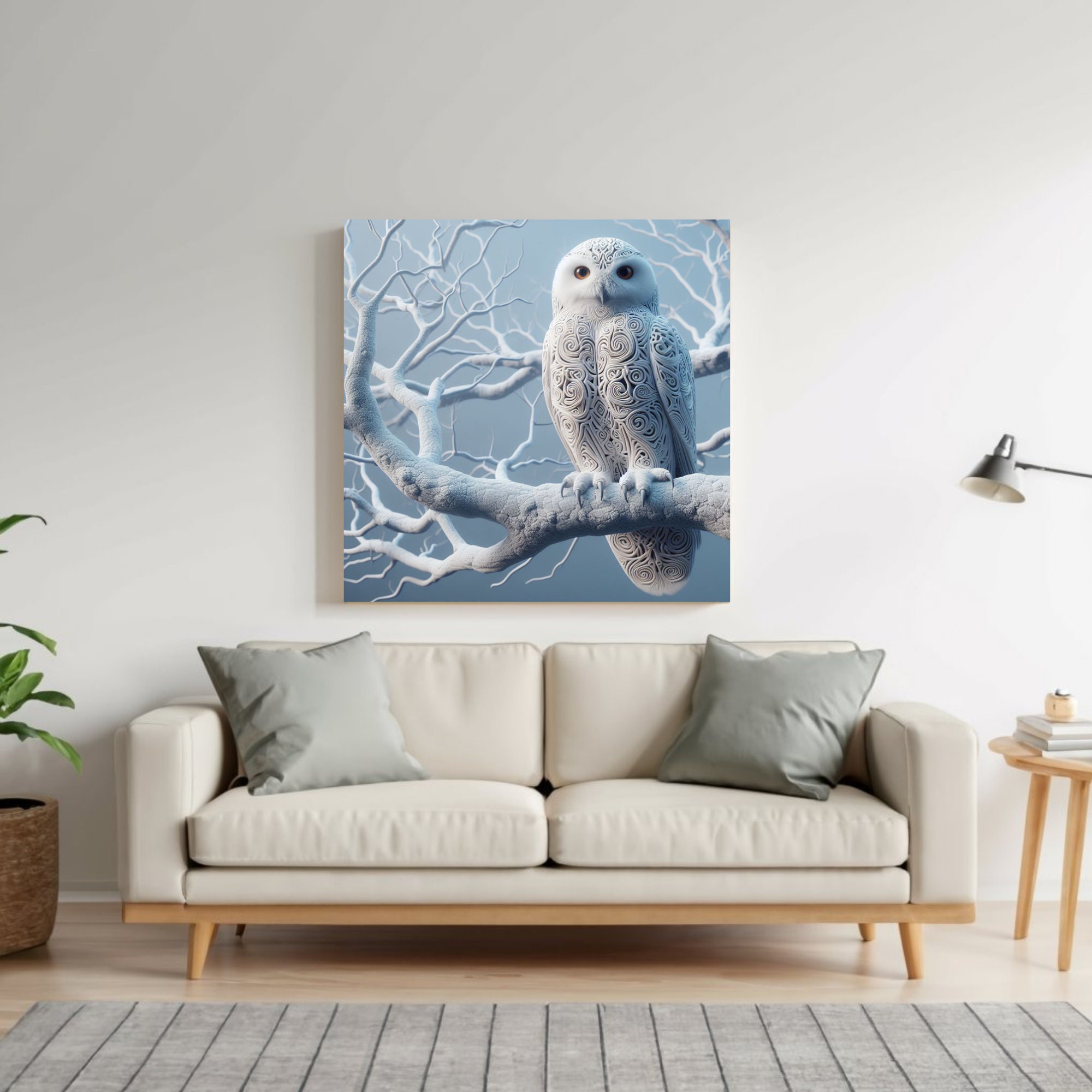 Owl Wall Art White Snowy Owl Art Owl Lover Gift Canvas Print Animal Art ...
