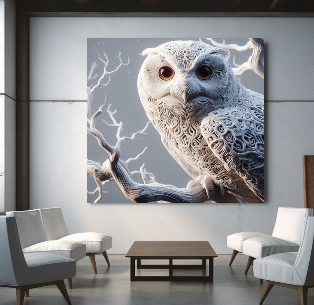 Owl Wall Art White Snowy Owl Art Owl Lover Gift Snowy Owl Print Animal ...
