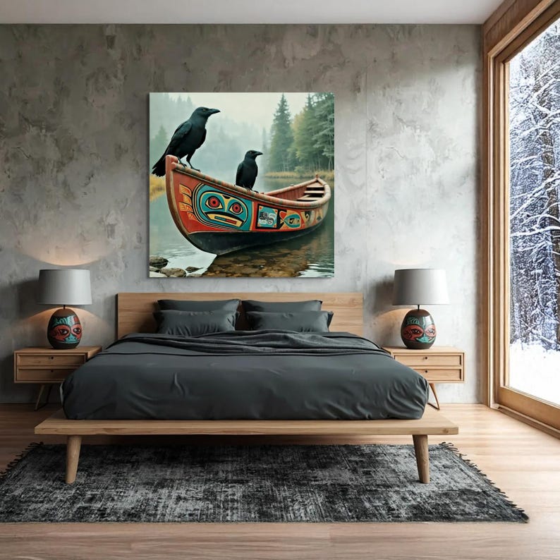 Haida Inspired Black Raven Wall Art Raven Coast Salish Pacific ...