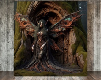 Goth Fairy Wall Art Dark Academia Fairy Canvas Print Gothic Wall Decor Dark Woodland Fairy House Gothcore Fairy Gift For Her Witch Art Fairy