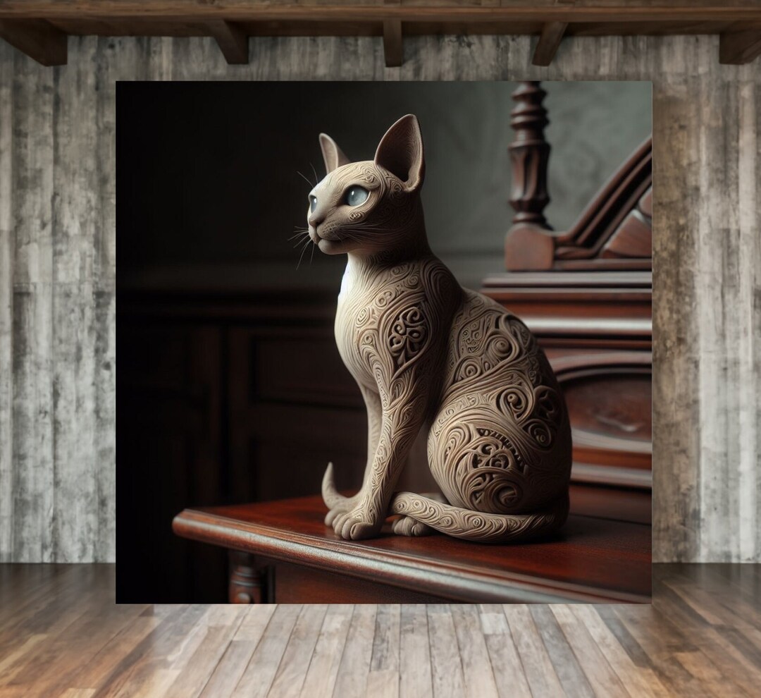 Siamese Cat Wall Art Abstract Siamese Cat Lover Gift Canvas Cat Print