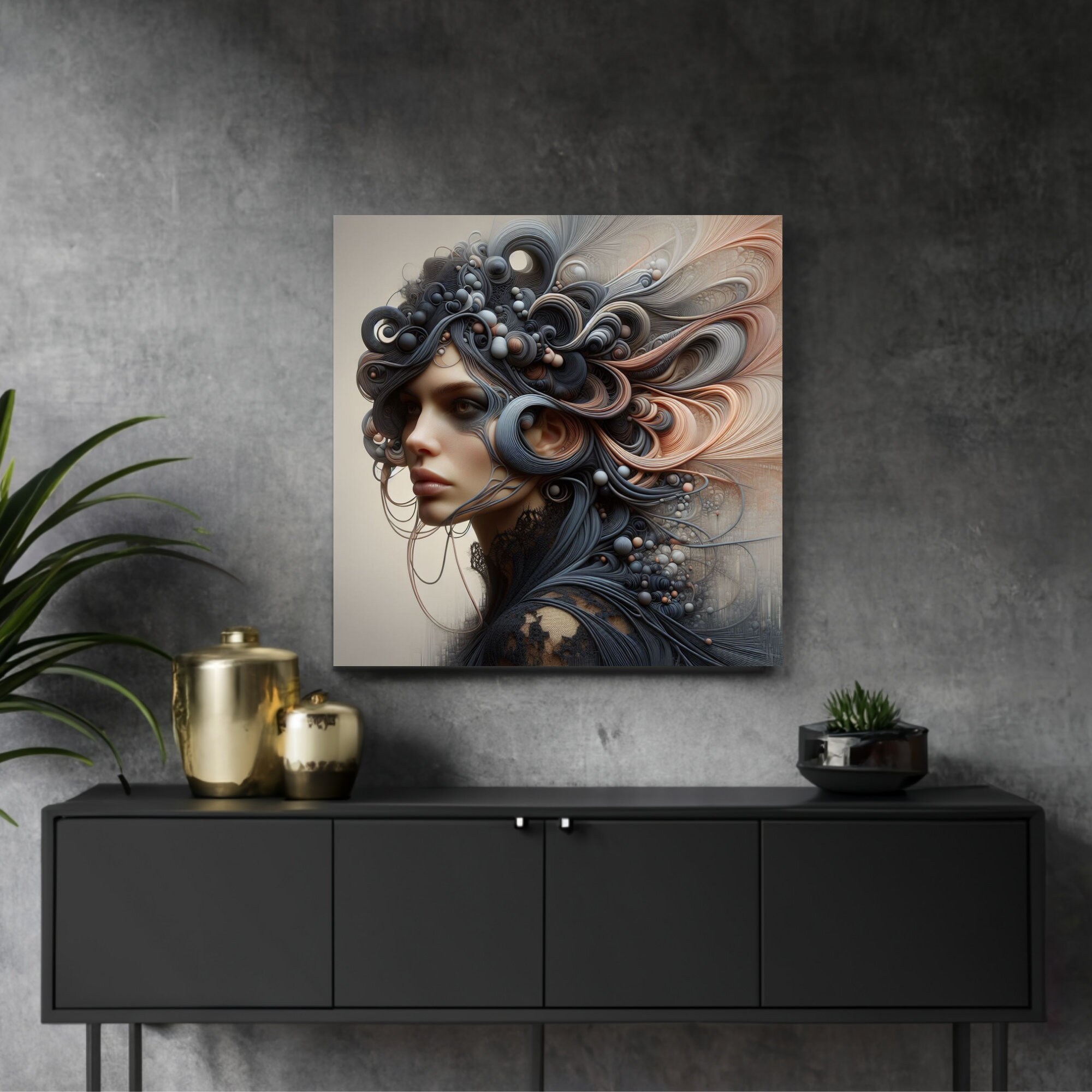 Goth Wall Art Black Lace Dark Academia Goth Fine Art Gift Canvas Print ...