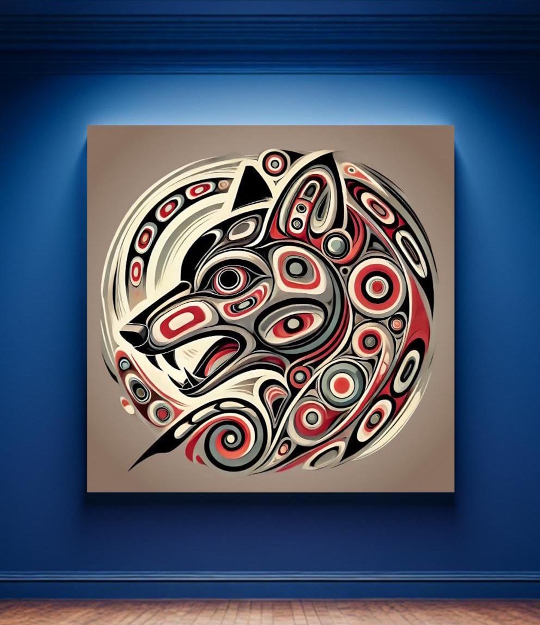 First Nations Wolf Abstract Pacific Northwest Pop Art Mid-century