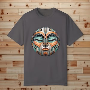 First Nations Moon Face T-Shirt Haida Tlingit Salish Pacific Northwest Tribal Unisex Comfort Colors 1717 Garment Dyed T Shirt Crew Neck