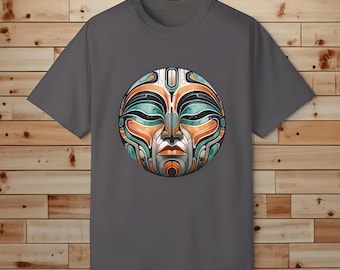 First Nations Moon Face T-Shirt Haida Tlingit Salish Pacific Northwest Tribal Unisex Comfort Colors 1717 Garment Dyed T Shirt Crew Neck