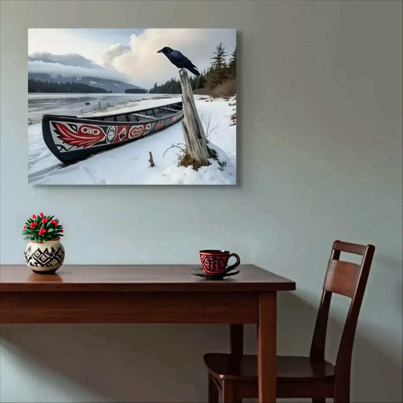 Raven Canvas Wall Art Unique Abstract Raven Pacific Northwest Tribal ...