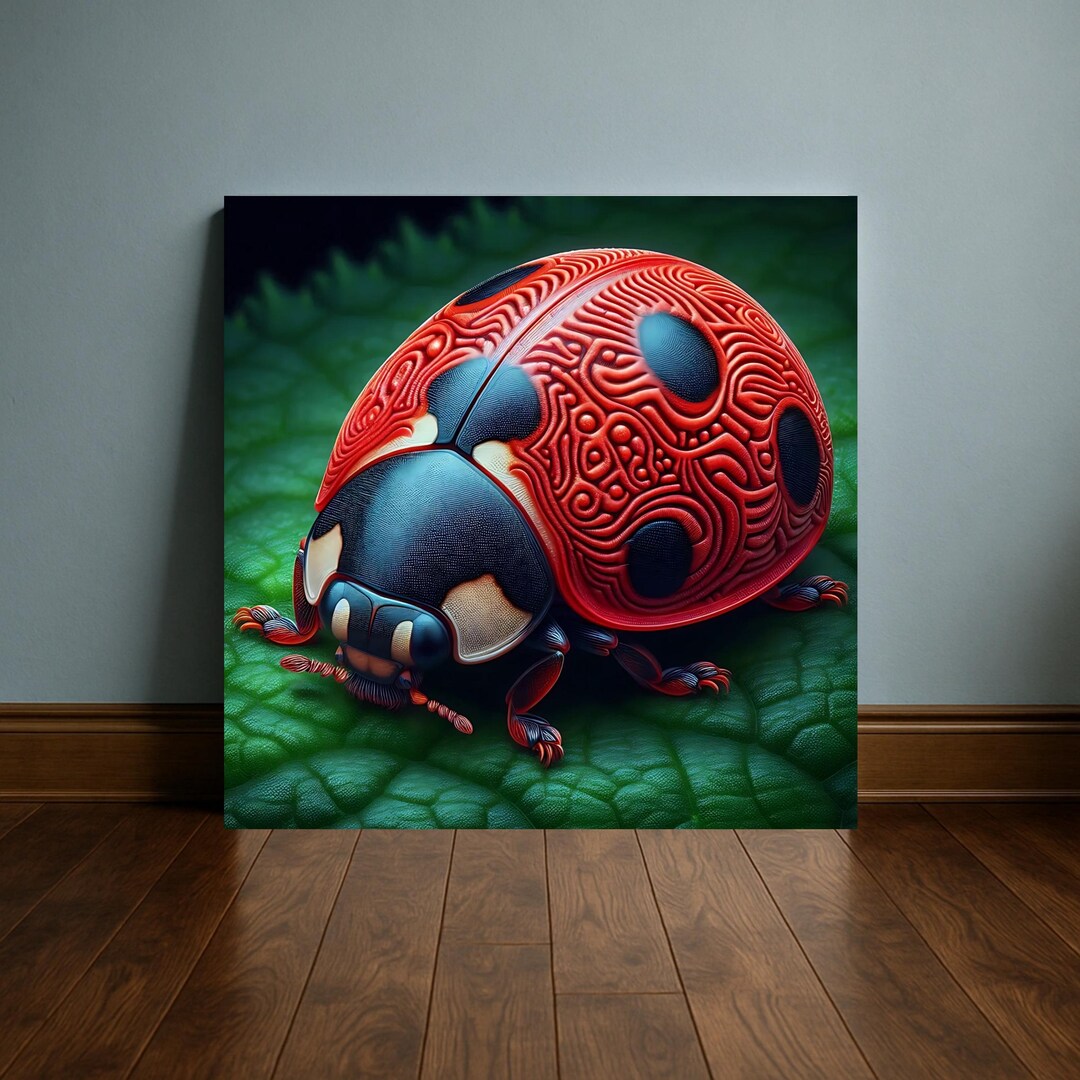 Ladybug Wall Art Ready to Hang Canvas Abstract Ladybug Decor Children's ...