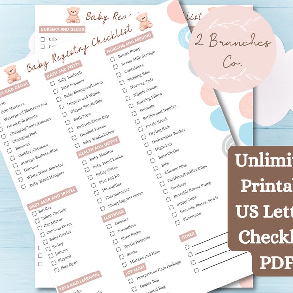 Baby Registry Checklist, Infant To Do List for Moms To Be, New Mom Checklist, Baby Essentials, Newborn, Baby on the Way, Baby Planner