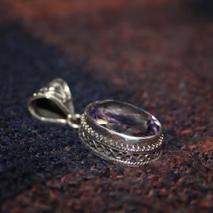 Antique Intricate Sterling Silver Pendant with Amethyst