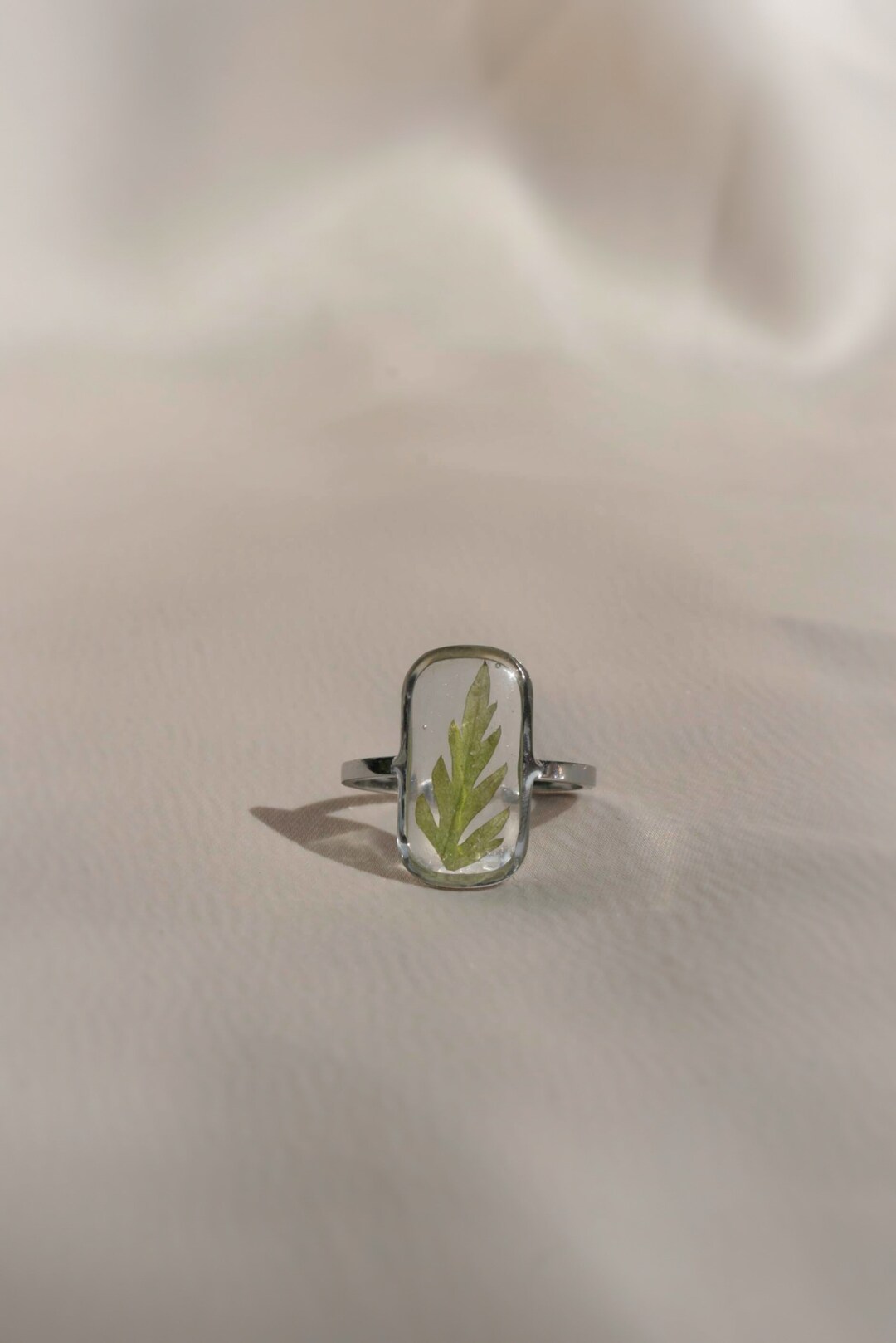 Translucent Ring Translucent Ring With a Blade of Greenery - Etsy