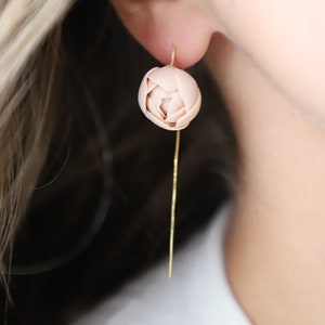 threaded earrings peonies