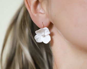 White Flower Earrings