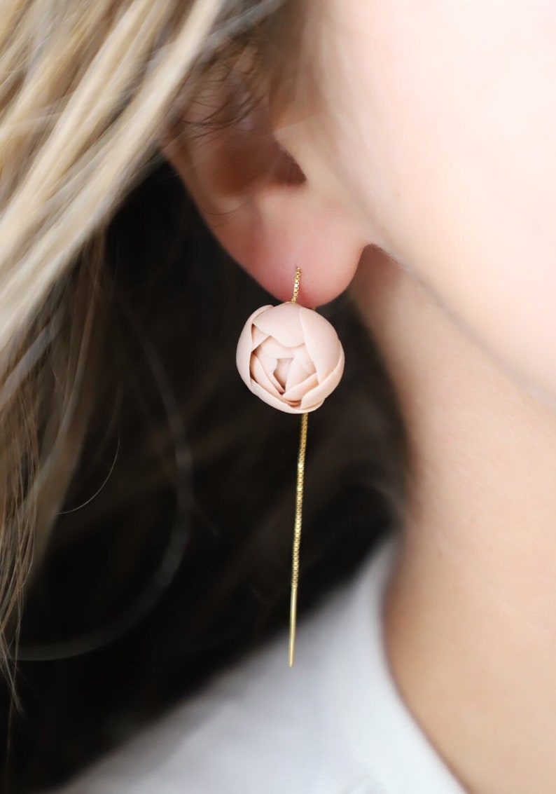 threaded earrings peonies