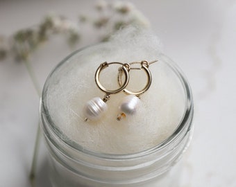 Gold Filled Hoops with Pearls