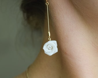 Minimalist Bride Rose Earrings