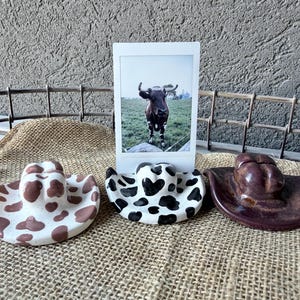 Handmade Ceramic Cowboy Hat Photo Holder: Western Decor