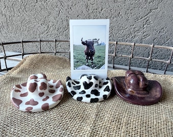 Handmade Ceramic Cowboy Hat Photo Holder: Western Decor