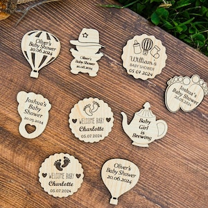 Etichette di benvenuto personalizzate per baby shower, segnaposto con etichetta in legno, magnete in legno personalizzato, etichette per baby shower, battesimo e comunione, bomboniere all'ingrosso