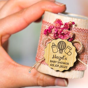 Baby Shower Favors, Handmade Wooden Candle Holder, Personalized Tealight Holder, 1st Birthday Favors, Baby Girl, Baby Boy, Baby in Bloom