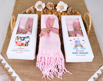 Personalized Baby Shower Favors Pashmina Shawl Wrap, Baby Shower Pashminas for Guests, Baptism Favors, Communion Favors,Baby Shower Gift
