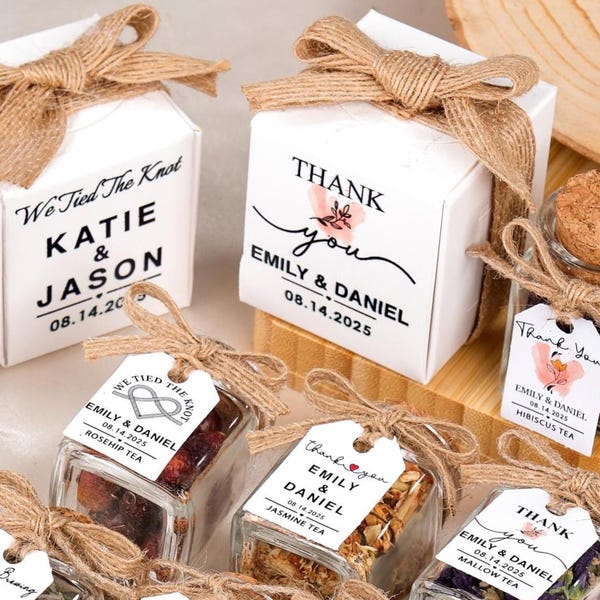 Wedding Favors, Herbal Tea, Loose Leaf Tea, Wedding Tea Favor Boxes, Bridal Shower Favors, Engagement Party, Tea Party, Wedding Guest Gifts