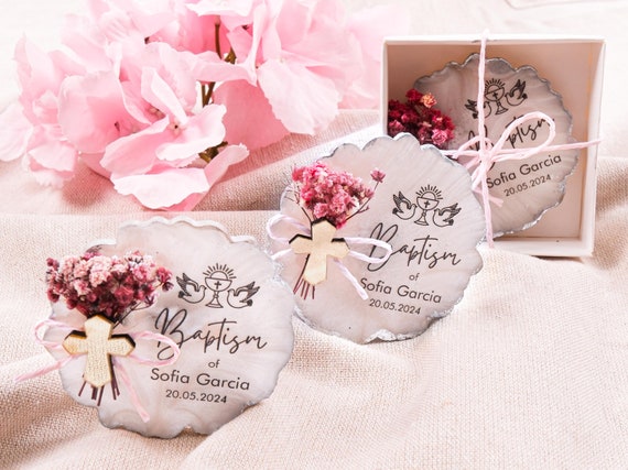 Baptism Party Favors for Guests Epoxy Resin, Baptism Epoxy Magnet Gift, Christening Bulk Favors, Baby Shower Favors, First Communion Favors