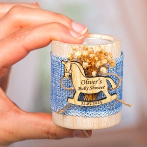 Baby Shower Favors, Wooden Candle Holder, Baby Shower Decor, Tealight Holder, Custom Candle Favor, Baby in Bloom, Baby Boy, Birthday Favors