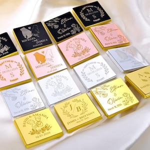 50 PCS Chocolate Favors, Wedding Guest Gifts, Wedding Chocolate, Engagement Chocolate,Custom Chocolate, Wedding Favors, Plexiglass Chocolate