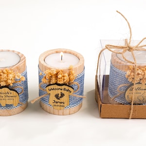Baby Shower Favors, Wooden Candle Holder, Baby Shower Decor, Tealight Holder, Custom Candle Favor, Baby in Bloom, Baby Boy, Birthday Favors